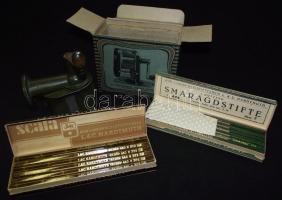 ~1920 Boston márkájú ceruzahegyező eredeti dobozában hibátlan állapotban + 2db eredeti hiánytalan cs...