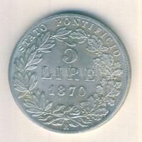 Olasz államok/Pápai államok 1870. 5L Ag IX.Pius fém hamisítványa T:2 Italian states/Papal States 1870. 5 Lire "Pius IX" metal fake C:XF