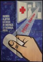 Nagyméretű román Vöröskereszt plakát 34x50cm