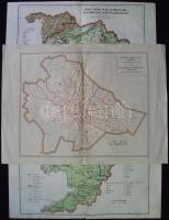 ~1930  3db Budapest és megyék térkép klf méretben, Révai offsetnyomása