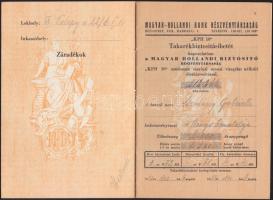 1943 Magyar-Hollandi Bank Takarékbiztosítási könyvecske