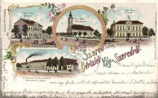 Vágszered with Jewish school and machine factory litho