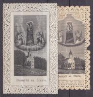 cca 1900 Besenyő Sz. Mária 2 db hibátlan csipkés litho szentkép