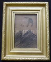 ~1850 Jelzés nélküli portré, selyem-vegyes technika, üvegezett keretben 19x24cm