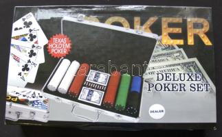 Deluxe Poker Set fém dobozban, használatlan