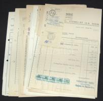 14db klf számla, szállítójegy, csekkek, vasúti fuvarlevél klf számlailleték bélyegekkel