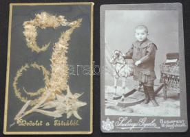 cca 1900 Magas-tátrai havasi gyopár, gyermek hintalóval fotó 7x9 cm