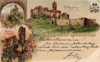 Ronneburg, castle, floral, litho