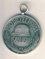 1918. Magyar Háborús Emlékérem "Pro Deo et Patria" ezüstözött Br kitüntetés mellszalag nélkül T:2- / Hungary 1918. Commemorative Medal for World War I for combatants, silver plated bronze medal without ribbon C:VF