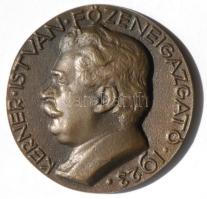 Reményi József (1887-1977) 1923. "Kerner István" karmester, zeneszerző bronz emlékérem (60mm) T:1- / 1923. István Kerner conductor Br commemorative medal Sign: József Reményi (60mm) C:Au