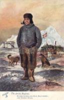 Danish Greenland man, half-breed and eskimo dogs, Raphael Tuck Oilette