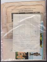 15db régi irat, fénykép, levél, képeslap, értesítő könyvecske, számla, stb