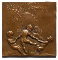 Schwartz István (1851-1924) DN. "Rondó" tánc bronz plakett (80x80mm) T:2 / ND. Dancing Br plaque Sign: István Schwartz (80x80mm) C:XF HP-4702.