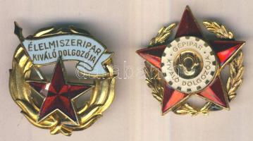 ~1960. "Élelmiszeripar Kiváló Dolgozója" kitüntetés + "Gépipar Kiváló Dolgozója" kitüntetés T:2-(kis helyen letört zománc),2