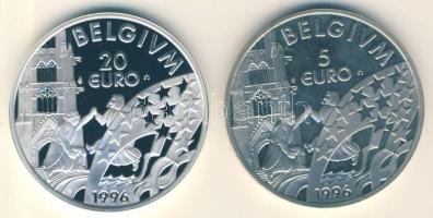 Belgium 1996. 5 CuNi + 20 Ag C:PP Belgium 1996. 5 Euro CuNi + 20 Euro Ag C:PP
