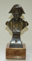 Bronz Napoleon mellszobor márvány talapzaton / Bronze Napoleon statue on red marble 22 cm