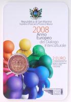 San Marino 2008. 2€ "Kultúrák közti párbeszéd európai éve" bimetál emlékpénz díszcsomagolásban T:BU R! San Marino 2008. 2 Euro "European Year of Intercultural Dialogue" commemorative coin in original folder C:BU Rare! Krause 487.