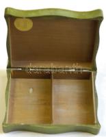 Dekoratív festett fa kártyatartó dobozka kissé kopottas festéssel 16x12x4cm