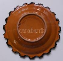 Hódmezővásárhelyi jelzett mázas kerámia falitányér d:26cm