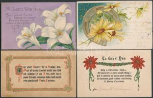 8 db régi ÜDVÖZLŐLAP benne dombor lithok is