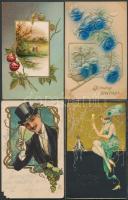 8 db régi ÜDVÖZLŐLAP benne dombor lithok is