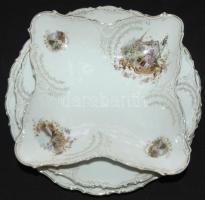 Pajzspecsétes Zsolnay 6 személyes  42 db-os virág mintás porcelánkészlet, majdnem komplett/  42 pcs. Chinaware sett