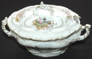 Pajzspecsétes Zsolnay 6 személyes  42 db-os virág mintás porcelánkészlet, majdnem komplett/ 
42 pcs....