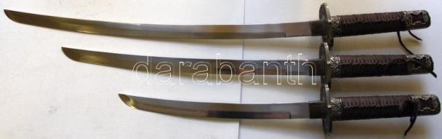 3db dekoratív dísz szamurájkard állványon 40-50-60cm