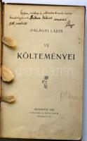 1901 Palágyi Lajos Új költeményei, Singer és Wolfner Kiadó, Bp., kiadói vászonkötésben, a borító sérült, első lap kiszakadva, dedikált példány