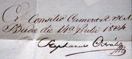 1824 Helytartótanácsi levél gróf Mailáth József ispán, Osváth István tanácsos saját kezű aláírásával...