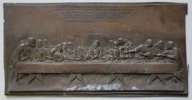 Az utolsó vacsorát ábrázoló réz dombormű 13x26cm