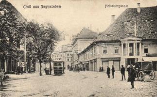 Nagyszeben Heltau street with Hotel Römischer Kaiser and the shop of Julius Wermescher