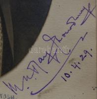 1930 Indiai politikusok és uralkodók aláírásainak  gyűjteménye egy fényképpel, bőrkötéses füzetben. ...