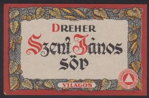 "Dreher Szent János sör" - sörcímke