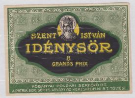 Kőbányai Polgári Serfőzde Rt.: Szent István Idénysör - sörcímke