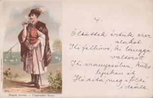 1899 Hungarian peasant, folklore litho (EK)