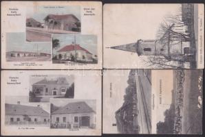 Ostffyasszonyfa - 4 db háború előtti lap érdekes témákkal (vasútállomás, üzlet, fogolytábor), vegyes minőség
