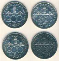 1992. 200Ft Ag "MNB" (4x) T:1,1- patina