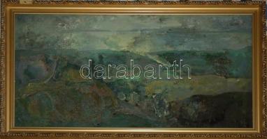 Szekeres Emil (1934): Ködös reggel. Olaj, farost. jelzett, keretben 100x60 cm