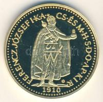 "Magyar aranypénzek utánveretben - Ferenc József 10 korona" aranyozott Ag emlékérem 5.5g T...