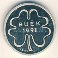 1991. "Budapest Bank Rt. / BUÉK 1991" Ag(999) 7,1g (d=23mm) dísztokban T:PP patina