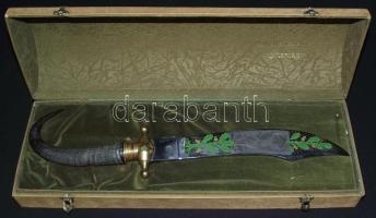 Coltellerie Lepre márkájú igényes olasz vadásztőr zerge-karom nyéllel, díszdobozban / Exclusive Coltellerie Lepre hunting knife with stag-horn handle in case 38 cm