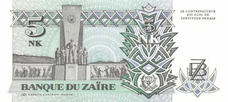 Zaire 1993. 5NK + 10NK + 50NK + 1NZ T:I + Zambia 1992. 20K + 50K T:I
Zaire 1993. 5 N.Makuta + 10 N.M...