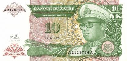 Zaire 1993. 5NK + 10NK + 50NK + 1NZ T:I + Zambia 1992. 20K + 50K T:I
Zaire 1993. 5 N.Makuta + 10 N.M...