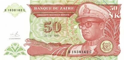 Zaire 1993. 5NK + 10NK + 50NK + 1NZ T:I + Zambia 1992. 20K + 50K T:I
Zaire 1993. 5 N.Makuta + 10 N.M...