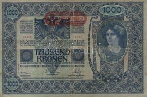 1902. 1000K "Magyarország" piros körlebélyegzéssel + 1902. 1000K II.kiadás piros vízszinte...