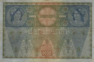 1902. 1000K "Magyarország" piros körlebélyegzéssel + 1902. 1000K II.kiadás piros vízszinte...