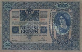 1902. 1000K "Magyarország" piros körlebélyegzéssel + 1902. 1000K II.kiadás piros vízszinte...