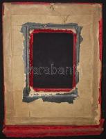 XIX. sz. Szent György a sárkánnyal egyedi képkeret bársonnyal és fém dombor jelenetekkel / Vintage f...