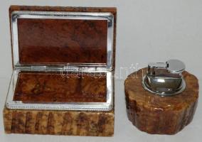 Igényes csiszolt márvány cigaretta-kínáló készlet : hamutál, öngyújtó, cigarettatartó / Exclusive sm...